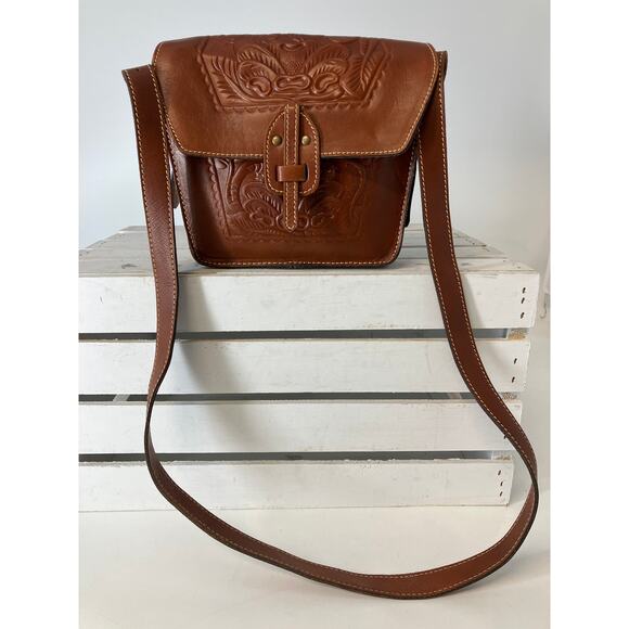 PATRICIA NASH SMALL EMBOSSED LEATHER CROSSBODY BAG - Picture 1 of 14